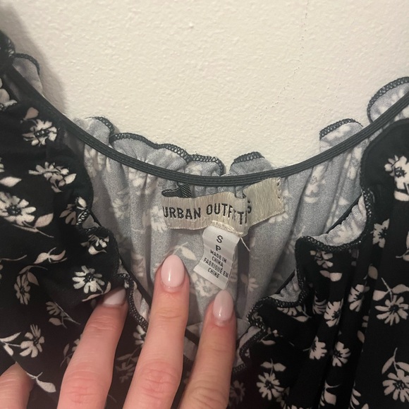 Black Floral Dress with Ruffled Straps - Picture 2 of 2